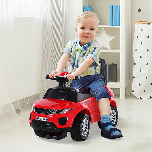 Homcom 3-in-1 Ride On Car Foot To Floor Slider Toddler w/ Horn Steering Wheel NO POWER Manual Under Seat Storage Safe Design for 1-3 Year Old Red