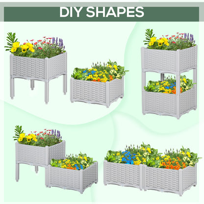 Outsunny Raised Flower Bed Vegetable Herb Plant Stand Lightweight - 40L x 40W x 44H CM