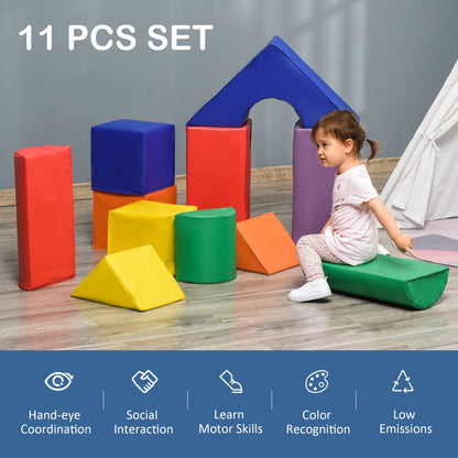 Homcom 11 Piece Soft Play Blocks Toy Foam Building and Stacking Blocks for Kids