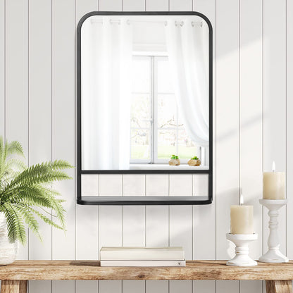 Homcom Modern Square Wall Mirror with Storage Shelf