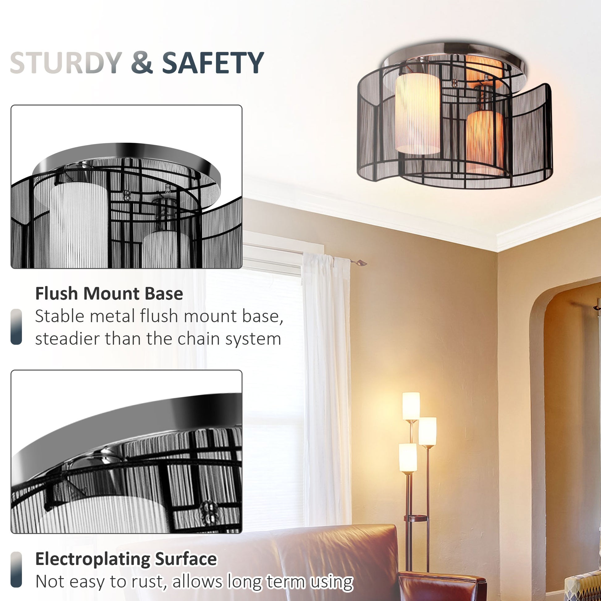 Homcom Modern Design Mini Style Flush Mount Ceiling Light Mount With Flush Metal Finish Chandelier For Hallway