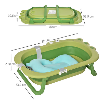 Homcom Ergonomic Baby Bath Tub for Toddler with Baby Cushion for 0-3 Years Green