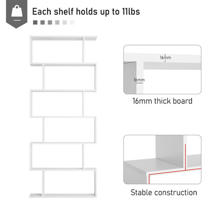 Homcom Particle Board 6-Tier Asymmetrical Shelving Unit White