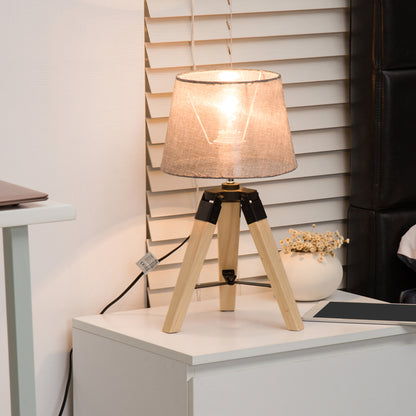 Homcom Wooden Tripod Table Lamp for Side