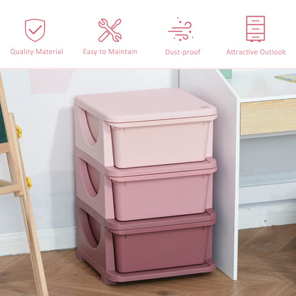 Homcom Kids Three-Tier Storage Unit  Pink