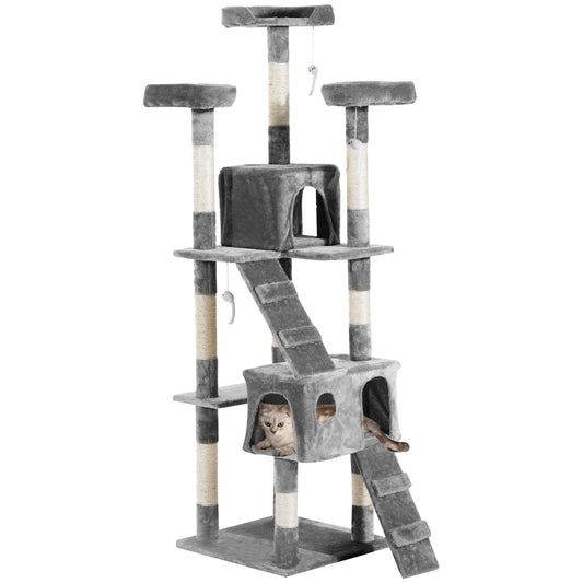 Cat Tree for Indoor Cats Kitten Kitty Scratching Scratcher Post Climbing Tower Activity Centre House Grey-0