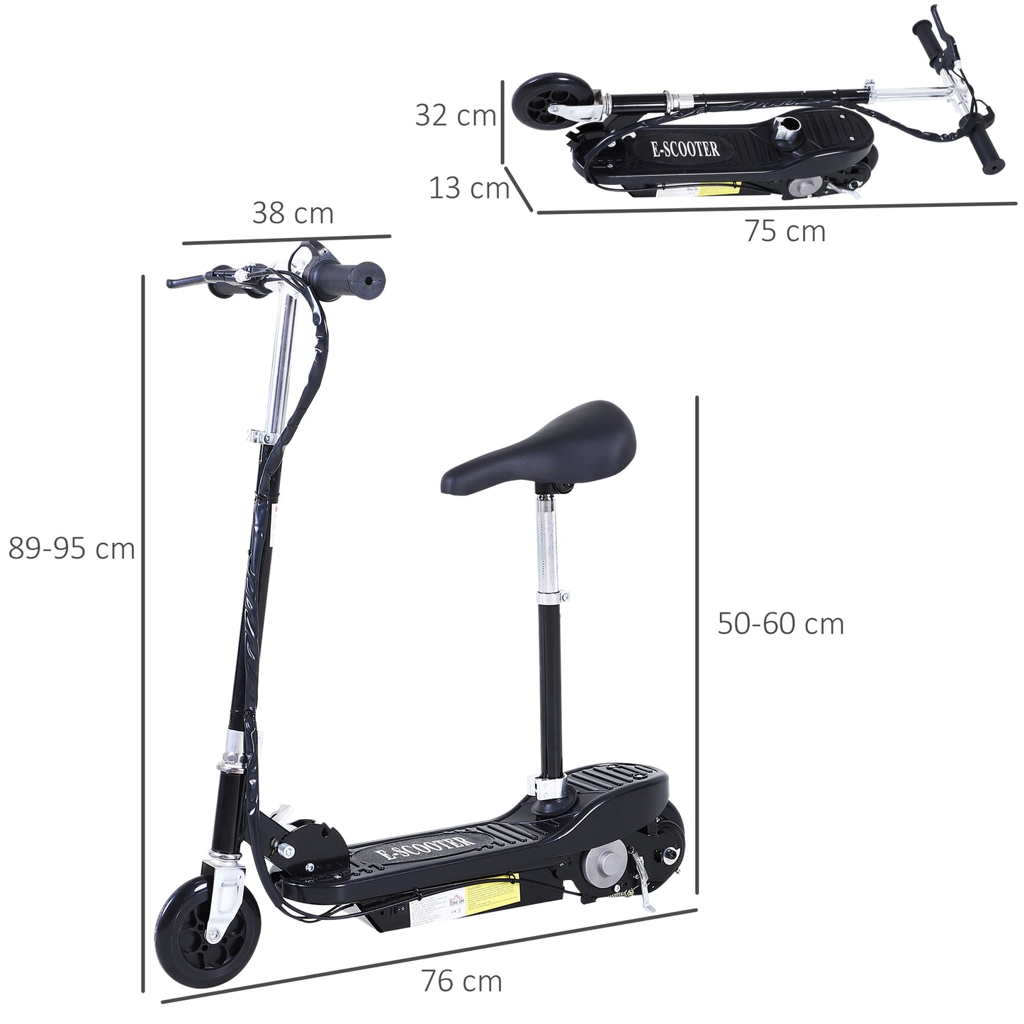 Homcom Motorized Electric Scooter Rechargeable Battery-Black