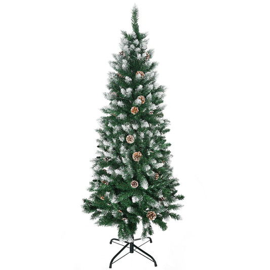 Homcom 5 Ft Snow Artificial Christmas Tree with Realistic Branches