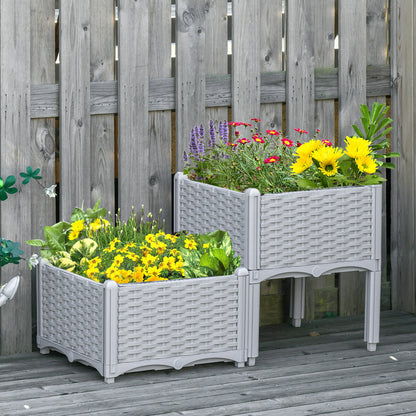 Outsunny Raised Flower Bed Vegetable Herb Plant Stand Lightweight - 40L x 40W x 44H CM