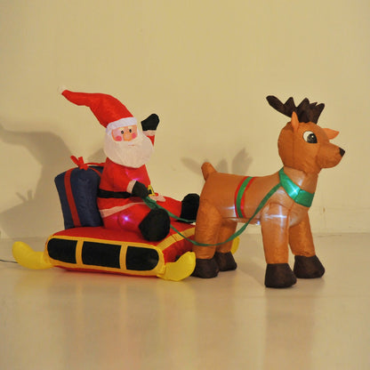 Homcom Inflatable Santa Claus W/ Sled and Reindeer