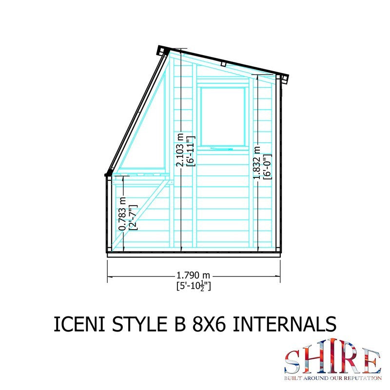 Shire Iceni 8' 3" x 6' 3" Apex Shed - Premium Coated Shiplap