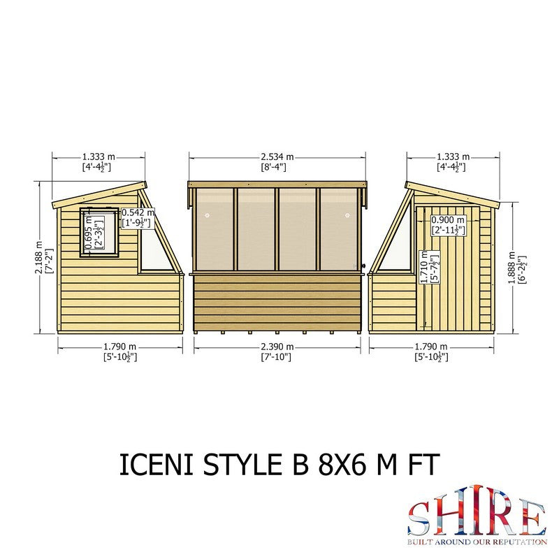 Shire Iceni 8' 3" x 6' 3" Apex Shed - Premium Coated Shiplap