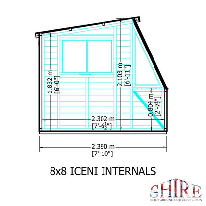 Shire Iceni 8' 3" x 8' 3" Pent Potting Shed - Premium Dip Treated Shiplap