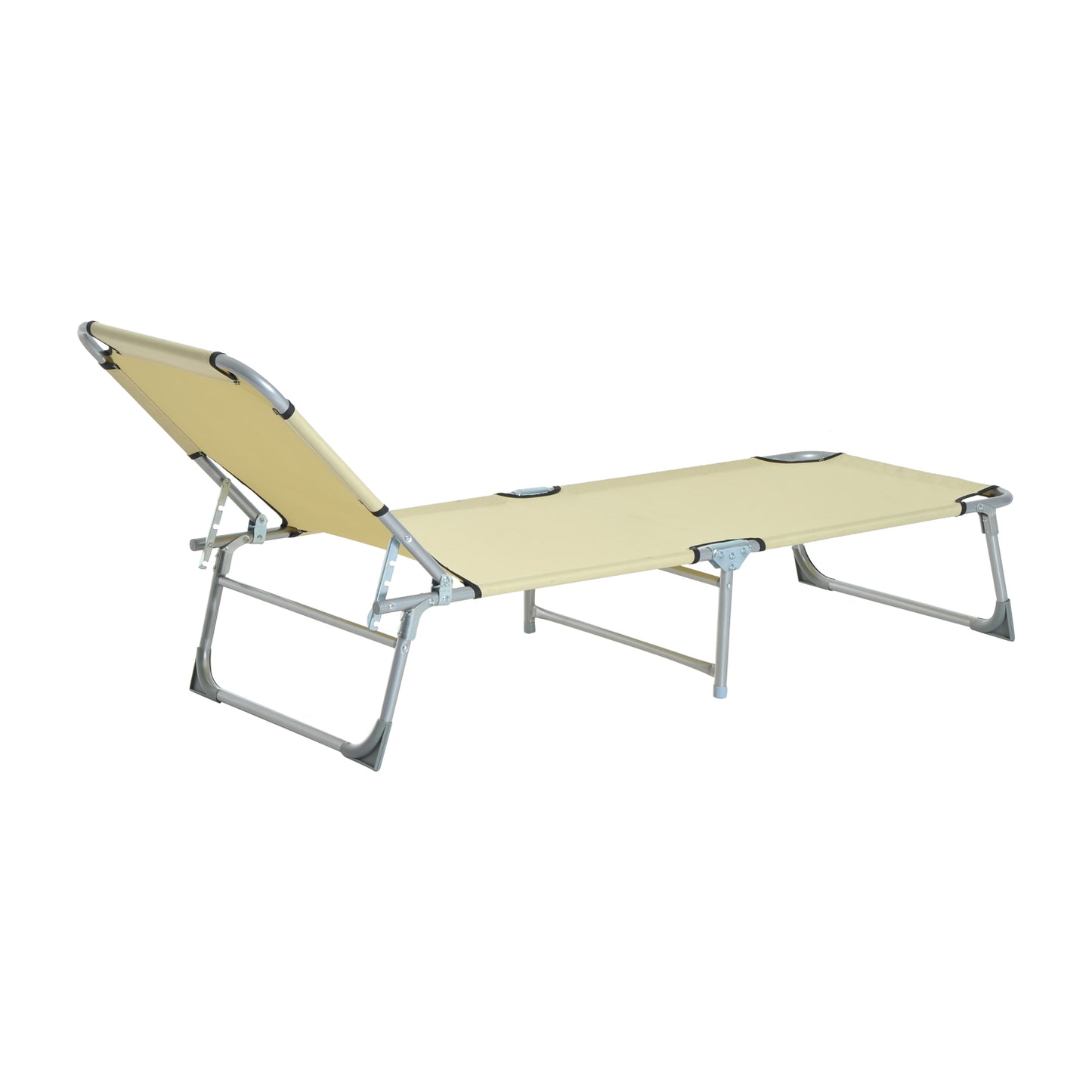 Outsunny Reclining Sun Lounger Chair Folding Camping Bed with 4-Position Adjustable Backrest