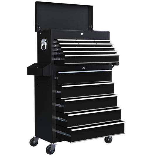 19 Drawer, Two-Part Tool Storage Chest on Wheels - Black-0