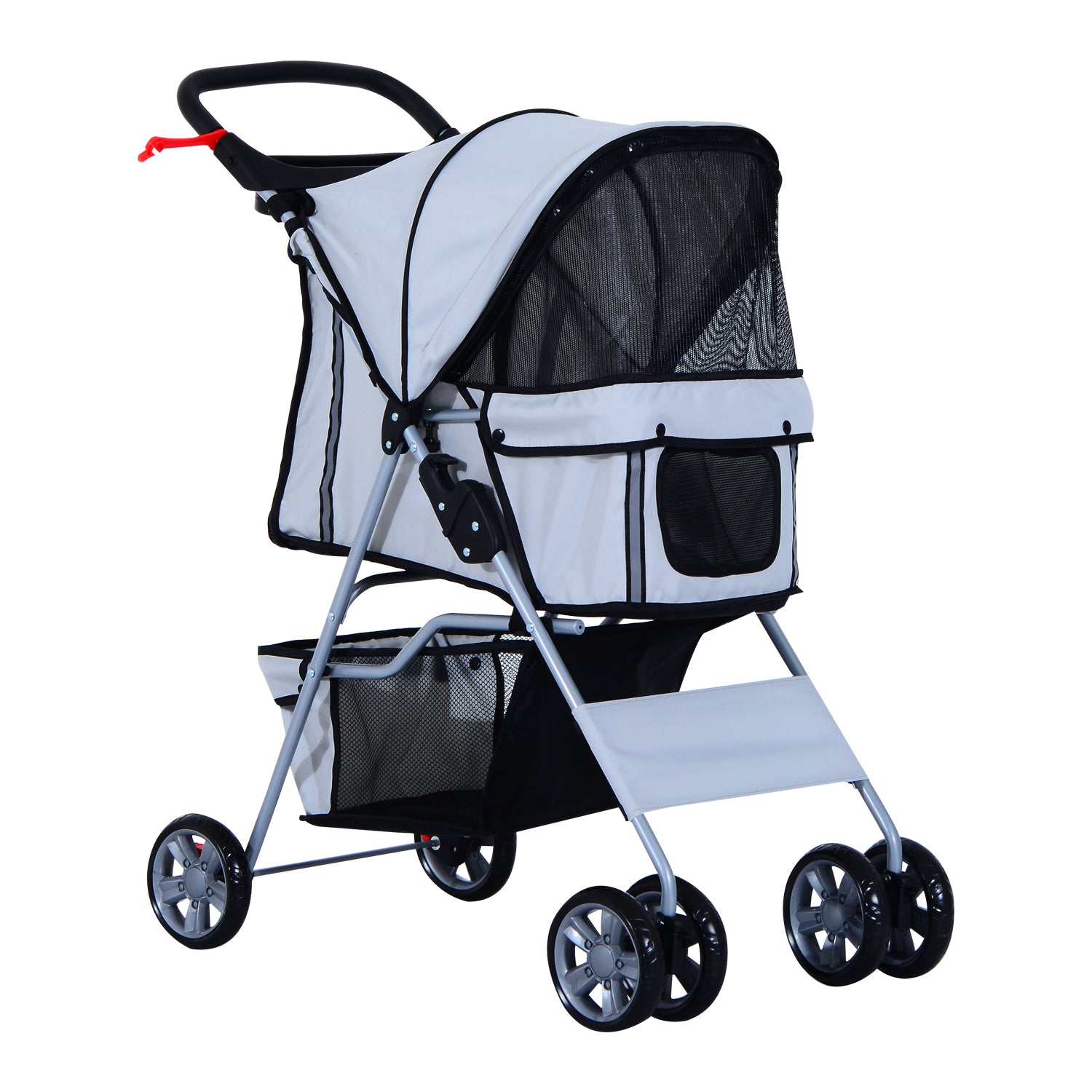 PawHut Dog Pram Pet Stroller Dog Pushchair 600D Oxford Cloth Grey - Suitable for Small Pets