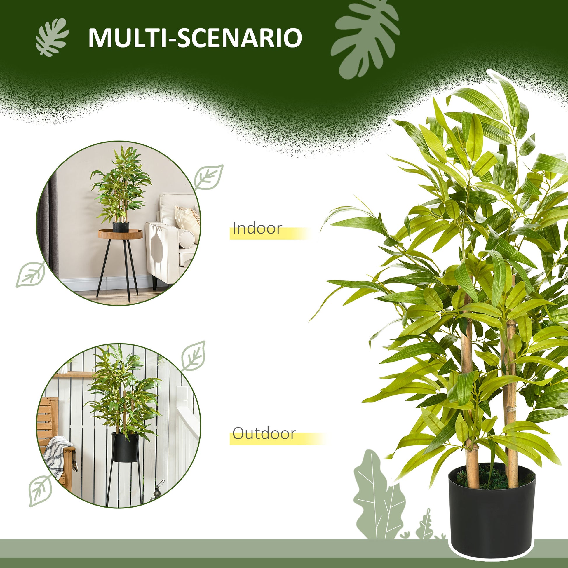 Homcom Artificial Plants Bamboo Tree in Pot Desk Fake Plants for Home Indoor Outdoor Decor