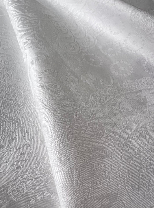 Cotton White Jaquard Fabric-0