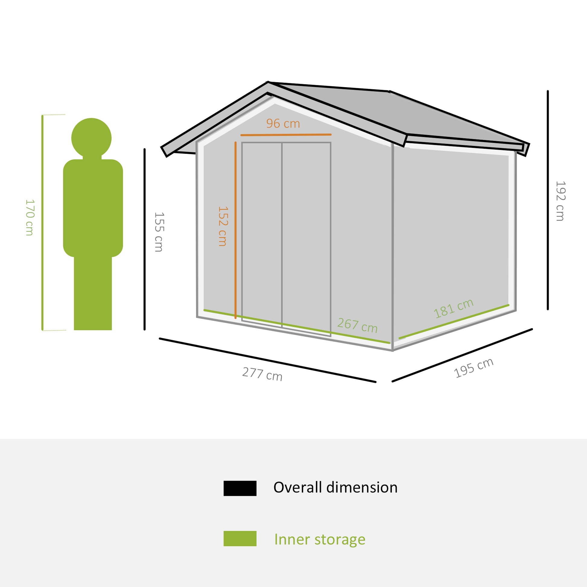 Galvanised 9 x 6' Double Door Reverse Apex Garden Shed With Ventilation Steel Dark Grey by Steadfast