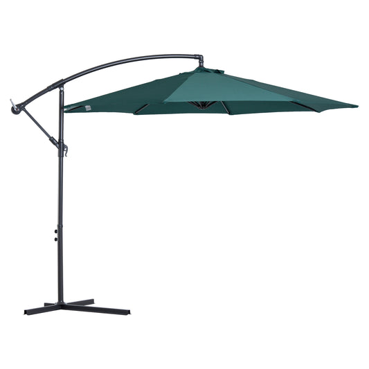 Outsunny 3(m) Garden Banana Parasol Hanging Cantilever Umbrella with Crank Handle