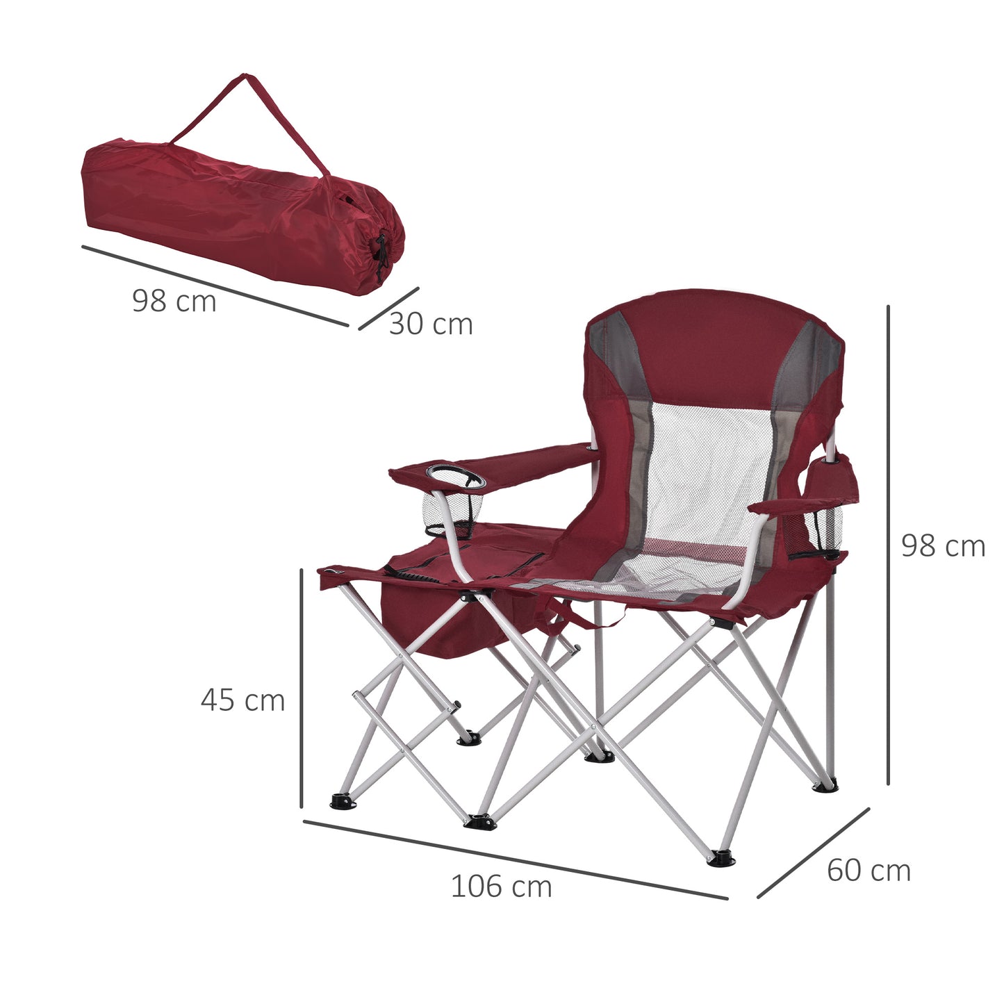 Outsunny Folding Camping Chair w/ Insulation Bag