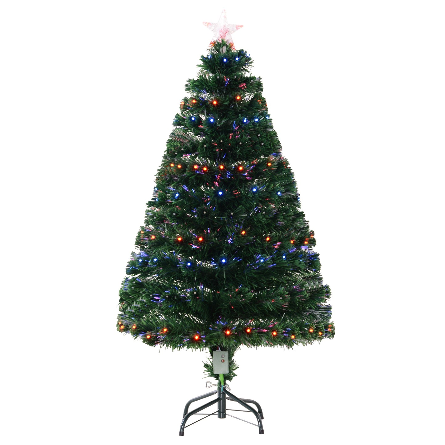 Homcom 4FT Prelit Artificial Christmas Tree with Multi-Coloured Fiber Optic LED Light