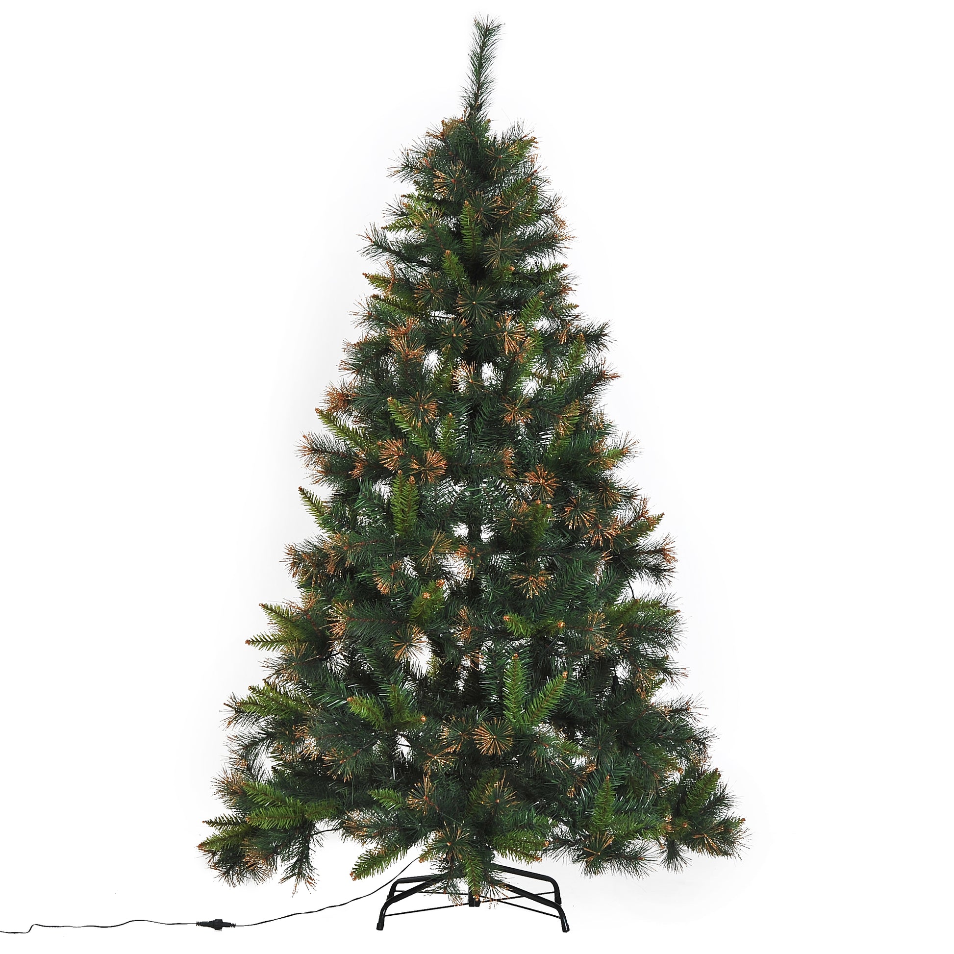 Homcom 5FT Pre-Lit Christmas Tree Artificial Spruce Xmas Tree Warm White LED Holiday Décor with Metal Stand Green