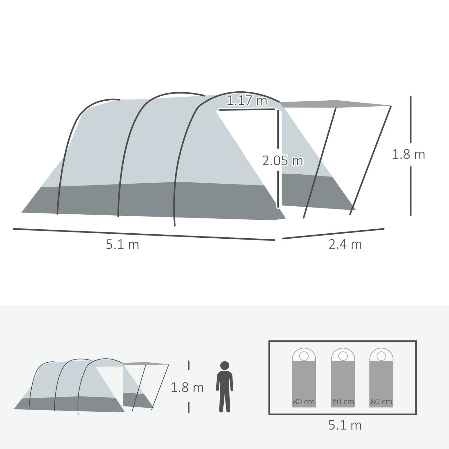 Outsunny 6-8 Person Tunnel Tent