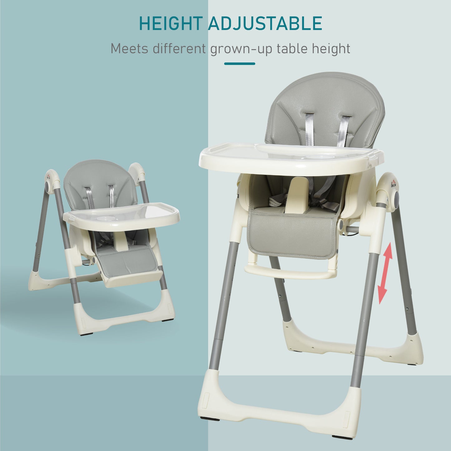 Homcom Babies Foldable PU Highchair Grey