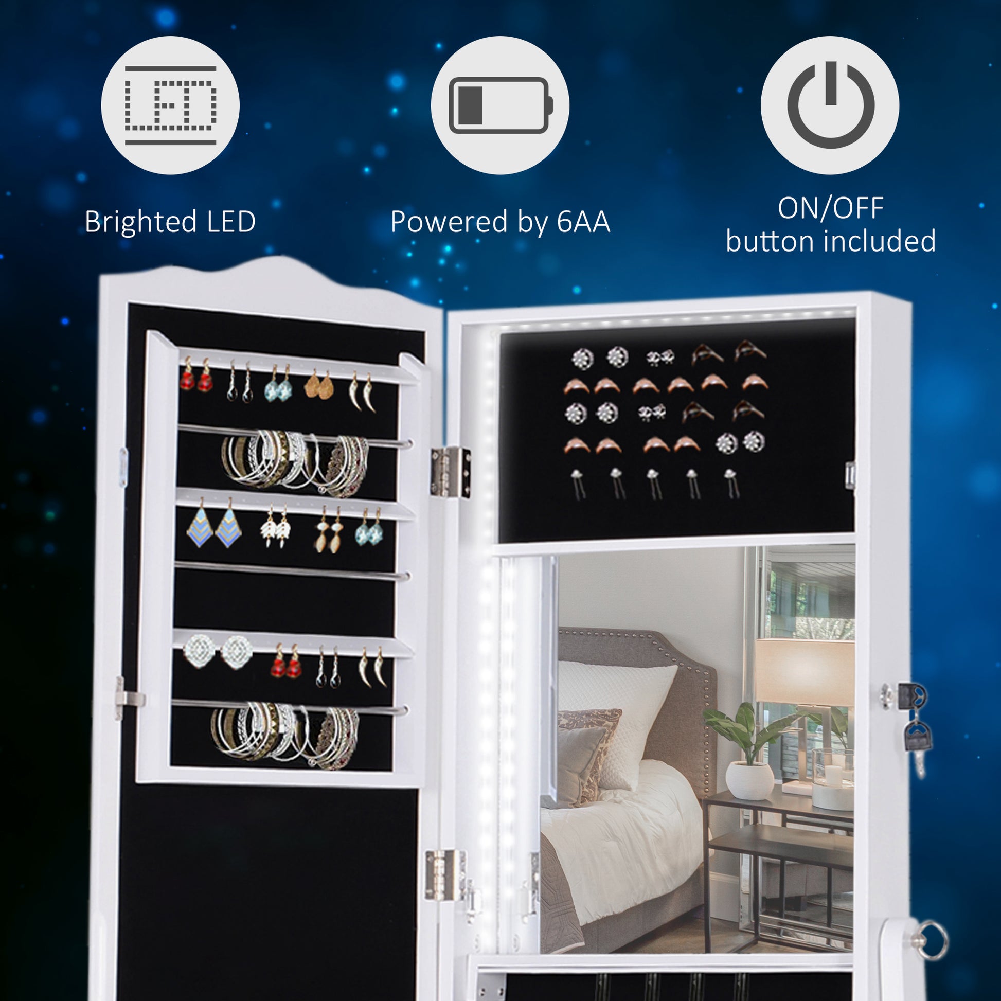 Homcom Jewellery Cabinet with led