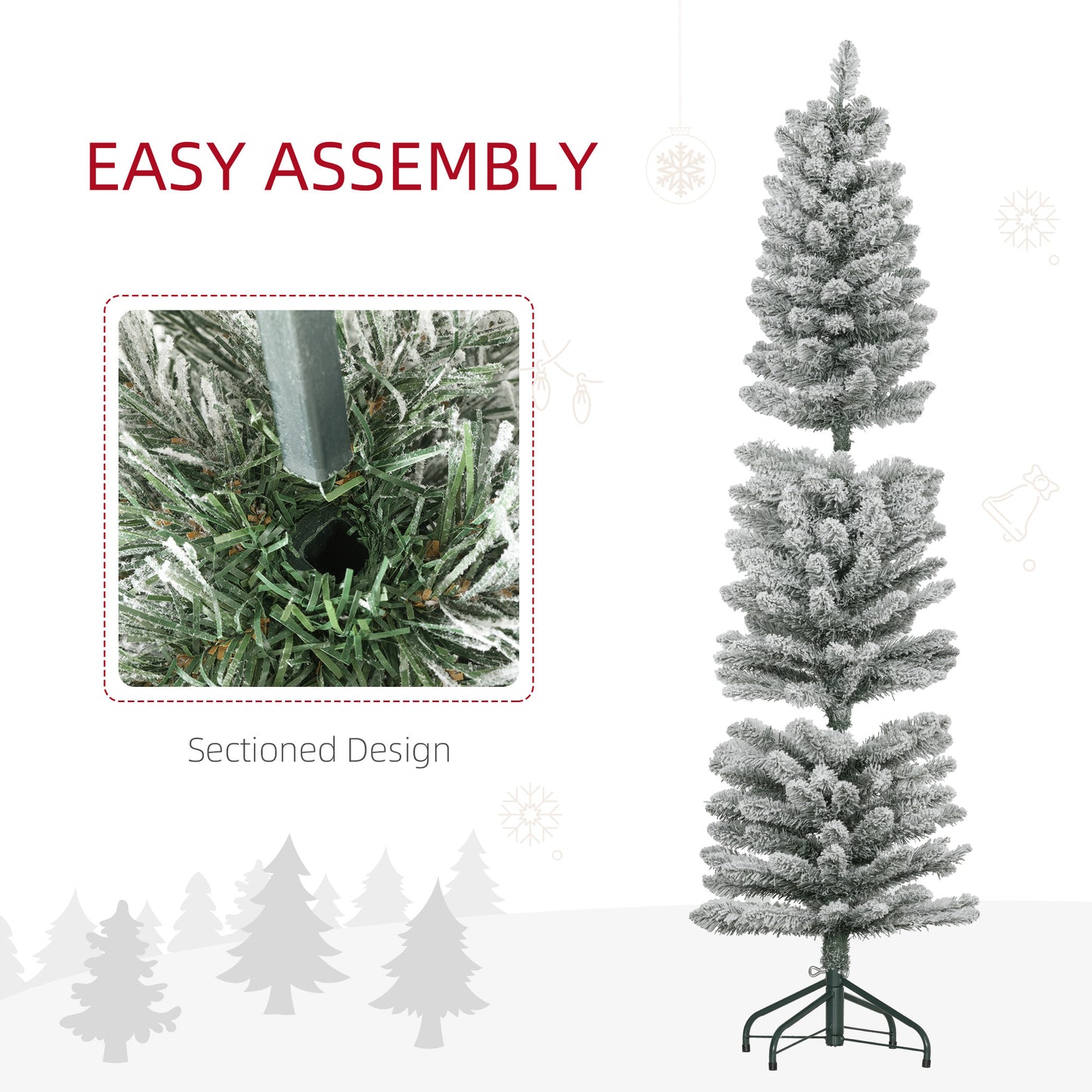 5ft Slim Christmas Tree Artificial - White Frosted Green  263 Tips