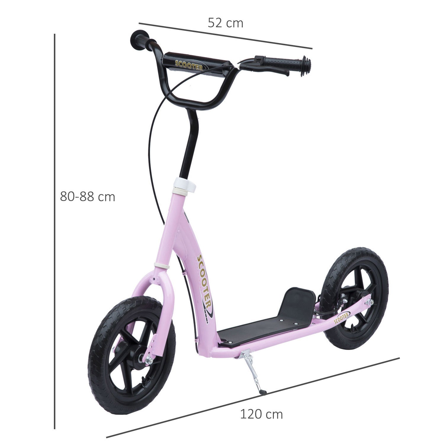 Homcom Teen Push Scooter Kids Children Stunt Scooter Bike Bicycle Ride On 12" Eva Tyres Pink