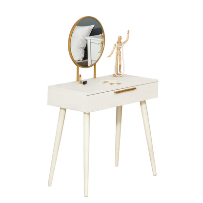 Homcom Modern Dressing Table with Round Mirror