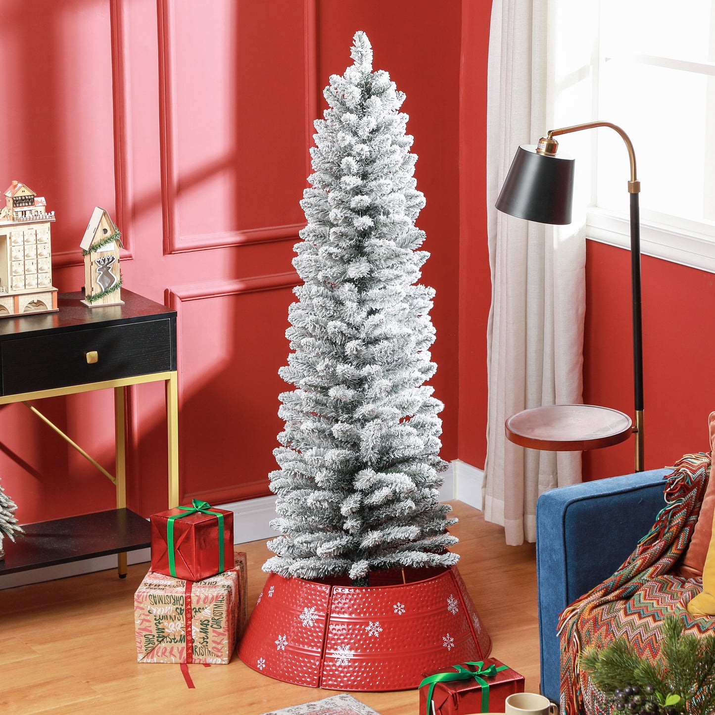 5ft Slim Christmas Tree Artificial - White Frosted Green  263 Tips