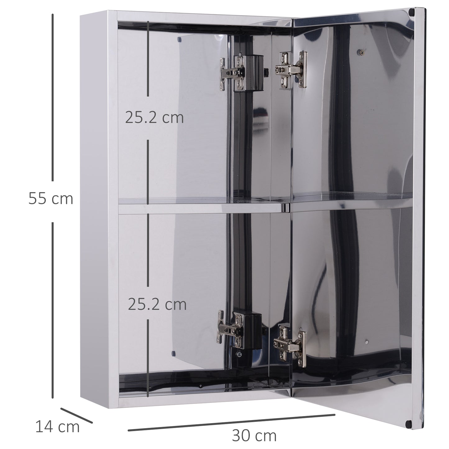 Homcom Stainless Steel Wall-mounted Bathroom Mirror Storage Cabinet 300mm (W)