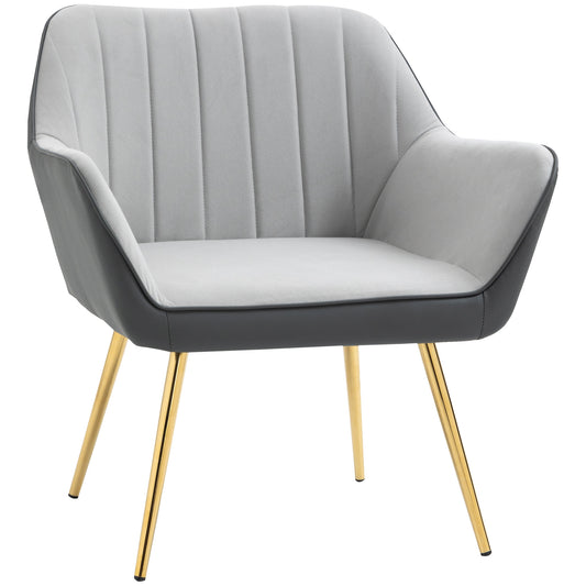 Homcom Modern Velvet Armchairs with Gold Steel Legs