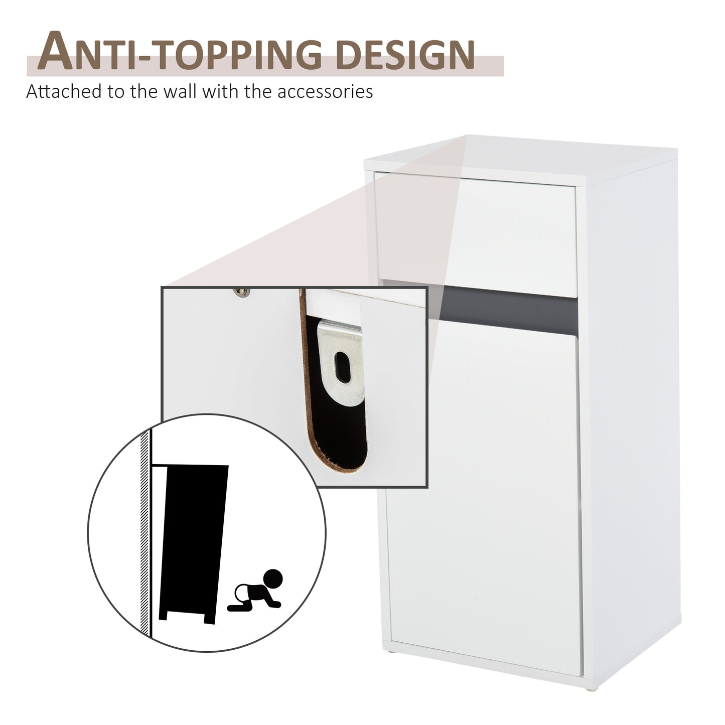 Homcom Medium-density fibreboard Tri-Compartment Bathroom Storage Cabinet White