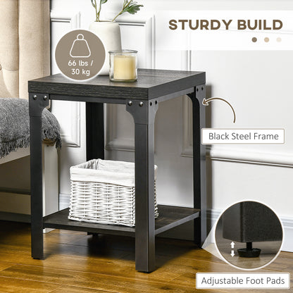 Homcom Industrial Side Table Set of 2 with Storage Shelf