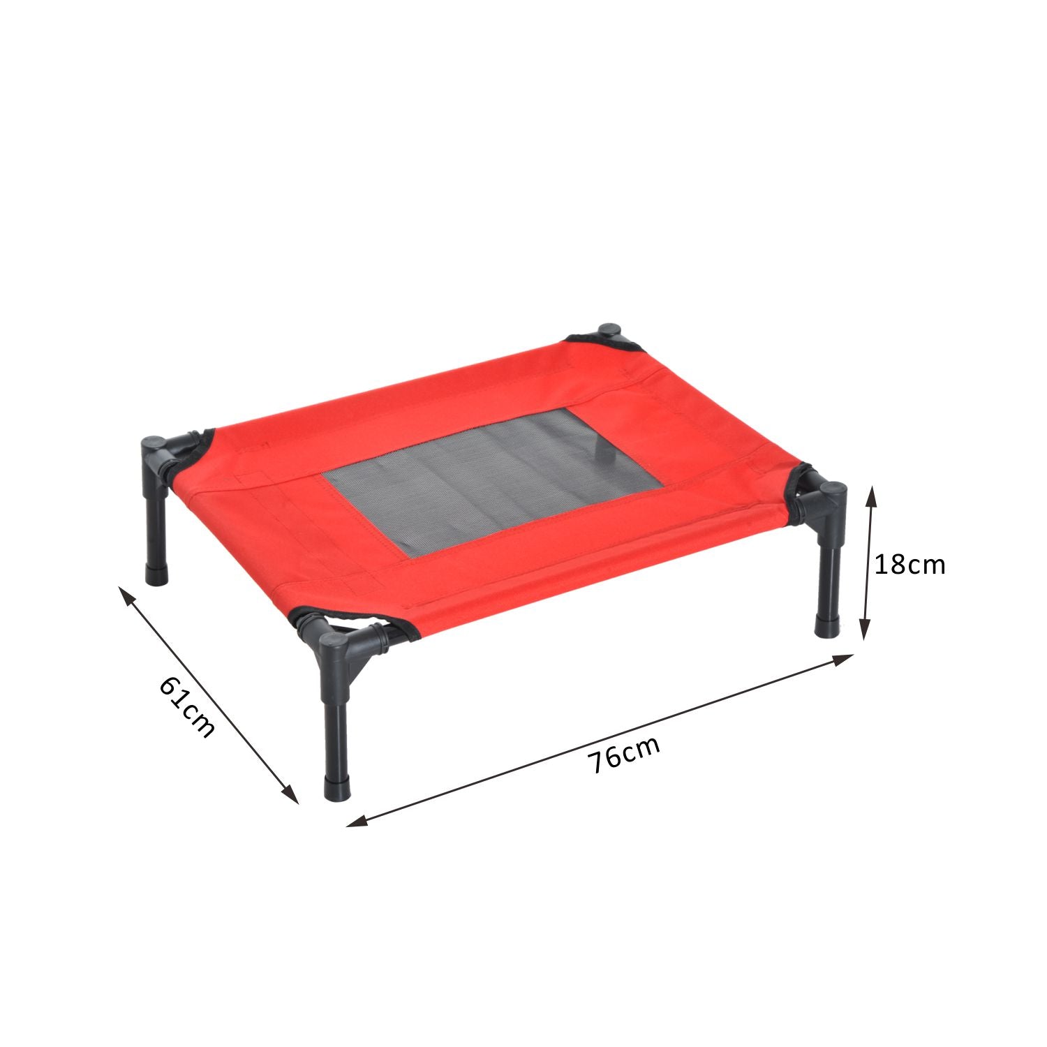 Pawhut Medium Elevated Pet Bed 76Lx61Wx18H cm-Black/Red