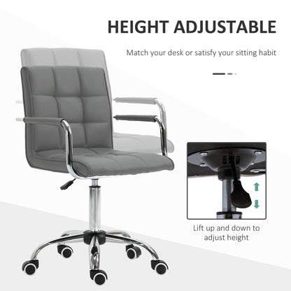 Vinsetto Mid Back PU Leather Home Office Desk Chair Swivel Computer Chair with Arm