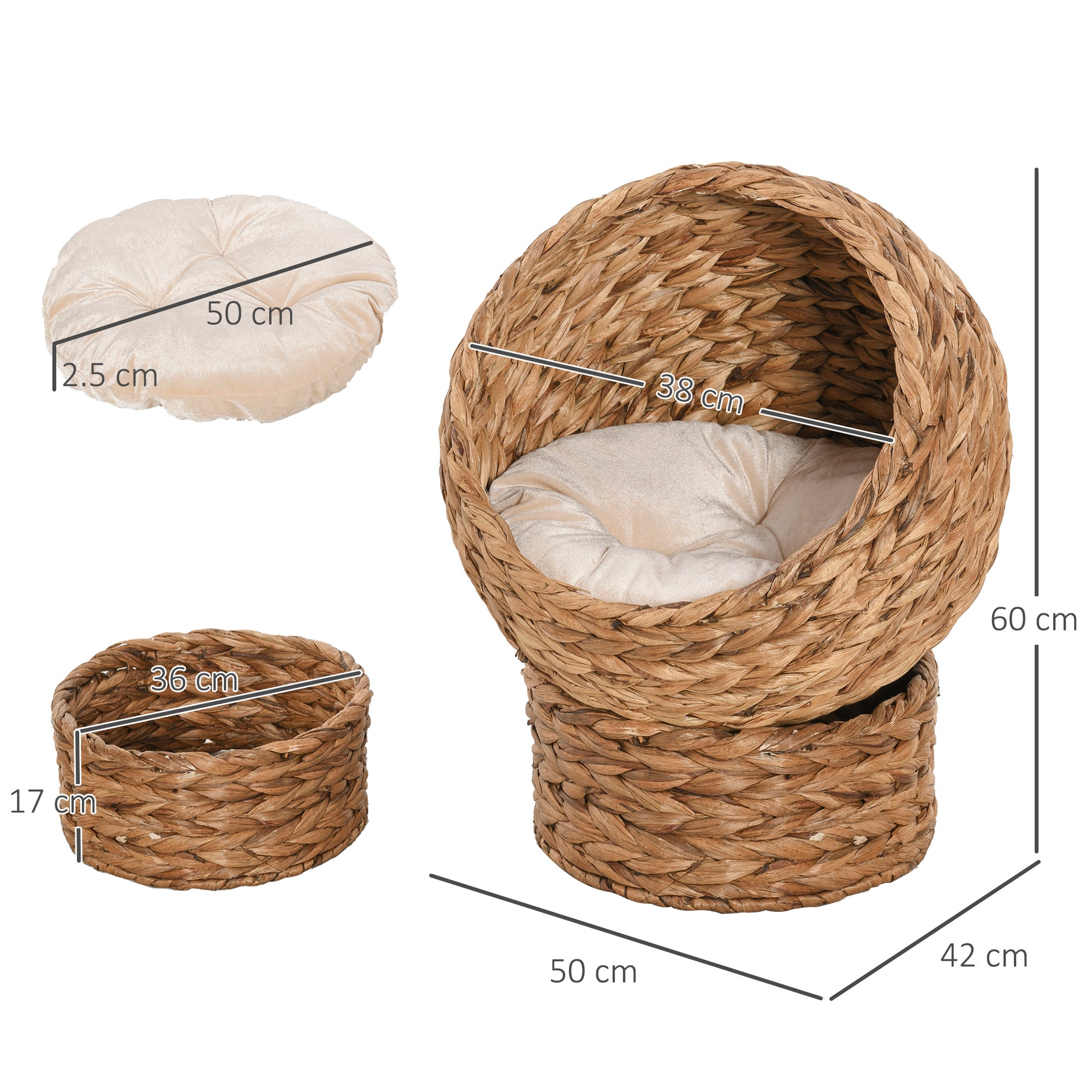 Woven 50 x 42cm Cat Bed Cyclindrical by Pawhut