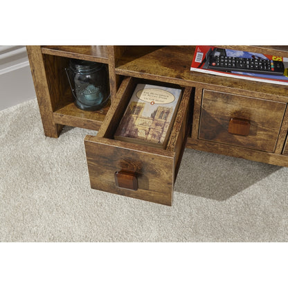 Jakarta Corner TV unit Natural 6 Shelves 3 Drawers