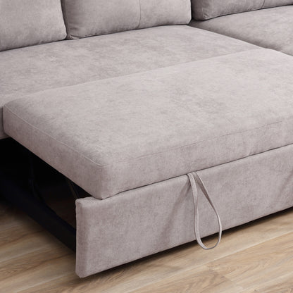 Homcom Linen-Look 'L' Storage Sofa Bed - Light Grey