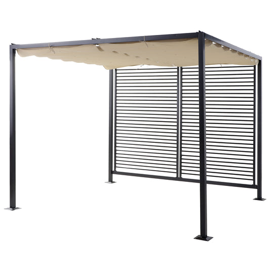 Outsunny 2.8 x 3(m) Metal Pergola Gazebo Patio Sun Shade Shelter Retractable Canopy Marquee Party BBQ Tent