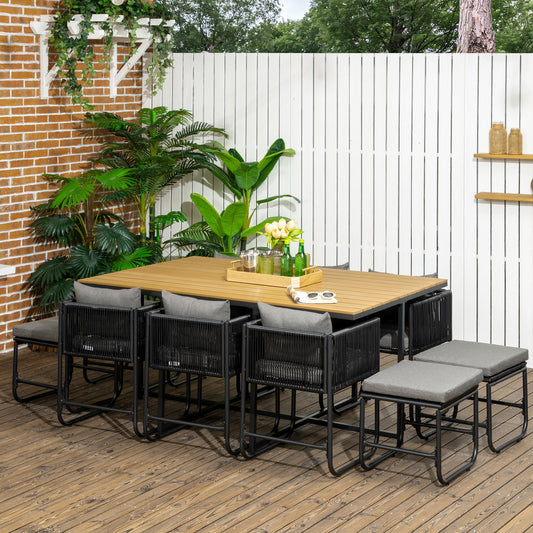 Outsunny Patio 11 PCs PE Rattan Dining Set