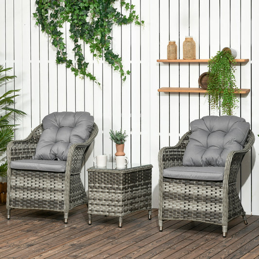 Outsunny Modern 3 PCS Rattan Bistro Set