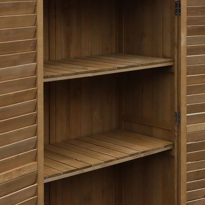 Slatted 160cm Double Door Pent Garden Store With Shelves Fir Wood Natural by Steadfast