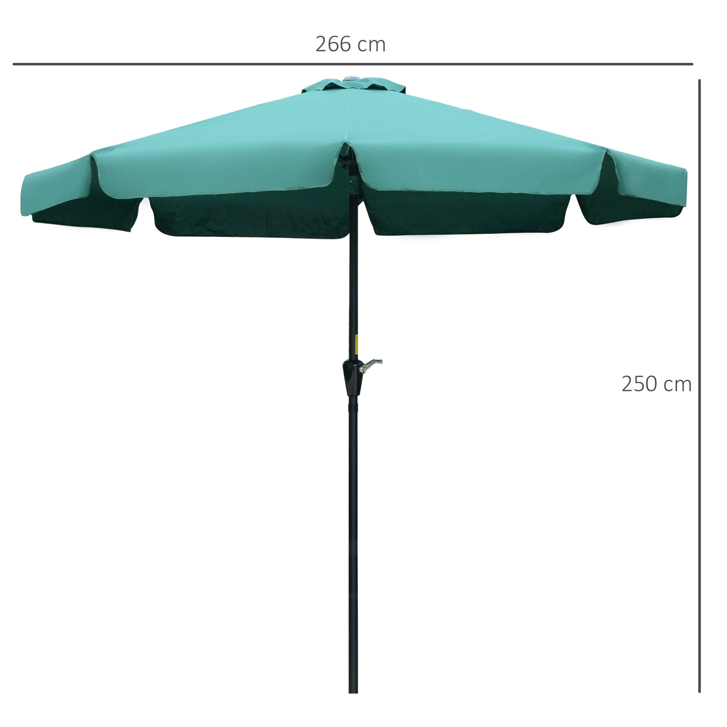 Outsunny 2.66m Patio Umbrella Garden Parasol Outdoor Sun Shade Table Umbrella with Ruffles