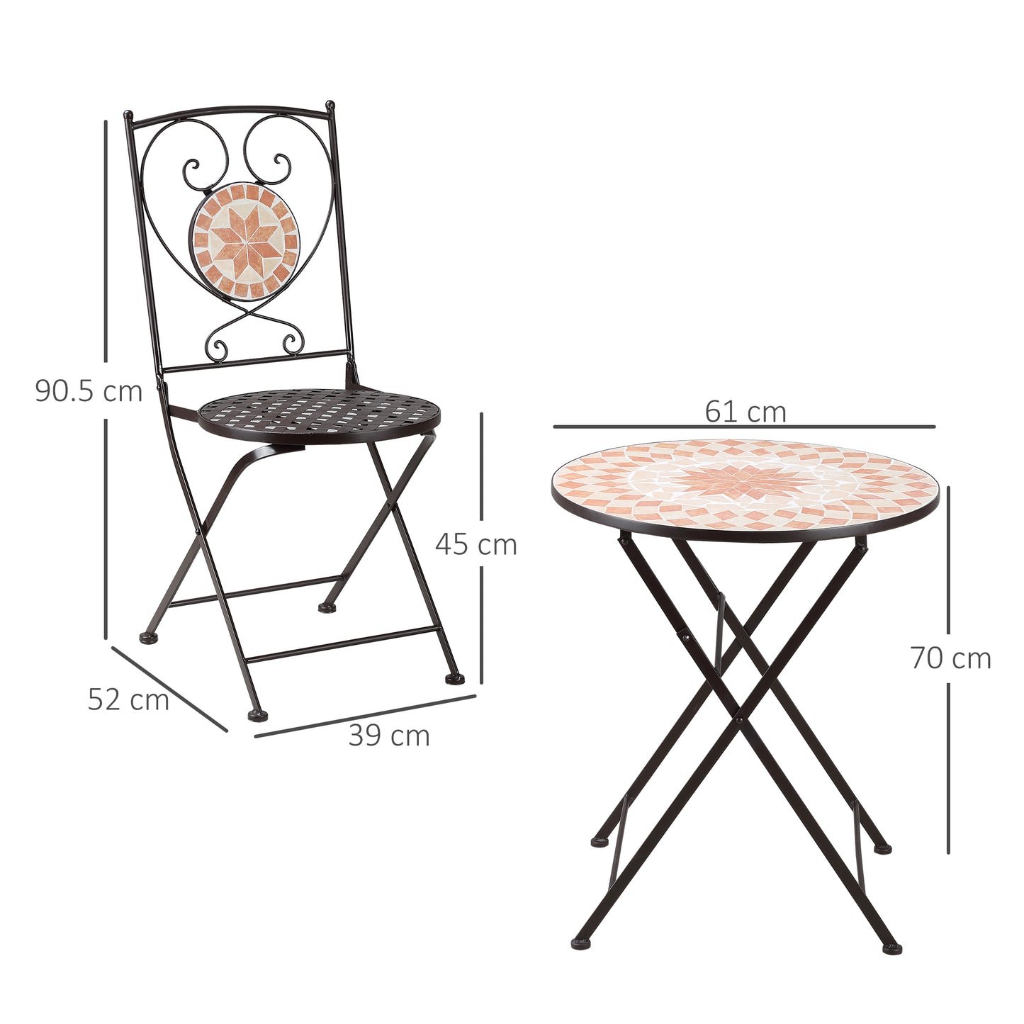 Outsunny 3 Piece Mosaic Bistro Set