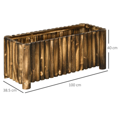 Outsunny Fir Plant Pot Raised Flower Bed Wooden Rectangualr Planter Container Box Wood 4 Feet 100Lx 40Wx40H cm